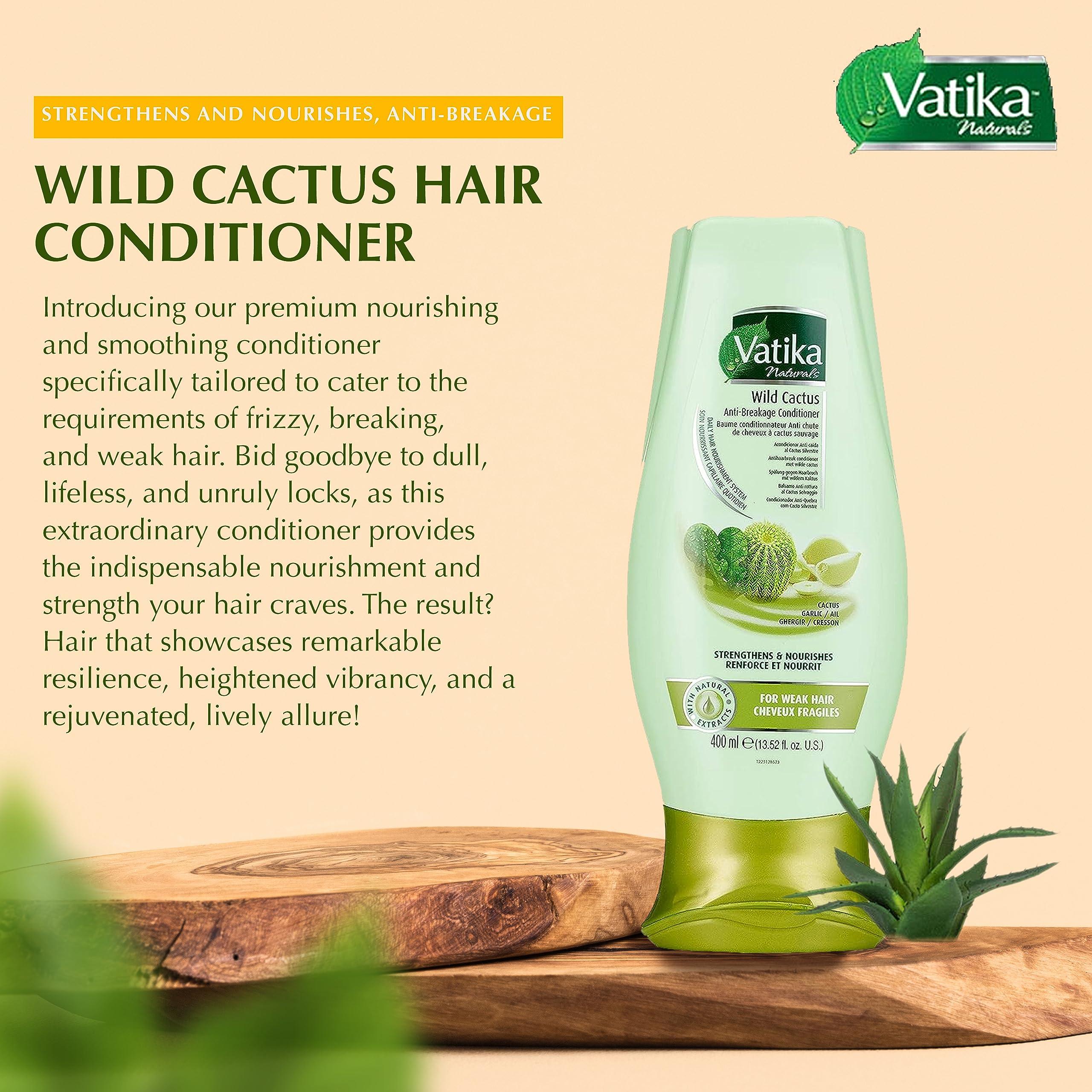 Vatika Naturals Vatika Naturals Moisturizing Conditioner - Hydrating Conditioner for Dry, Damaged & Frizzy Hair - Deep Nourishment with Natural Ingredients & Henna - Strengthens & Shines - Wild Cactus - 400ml
