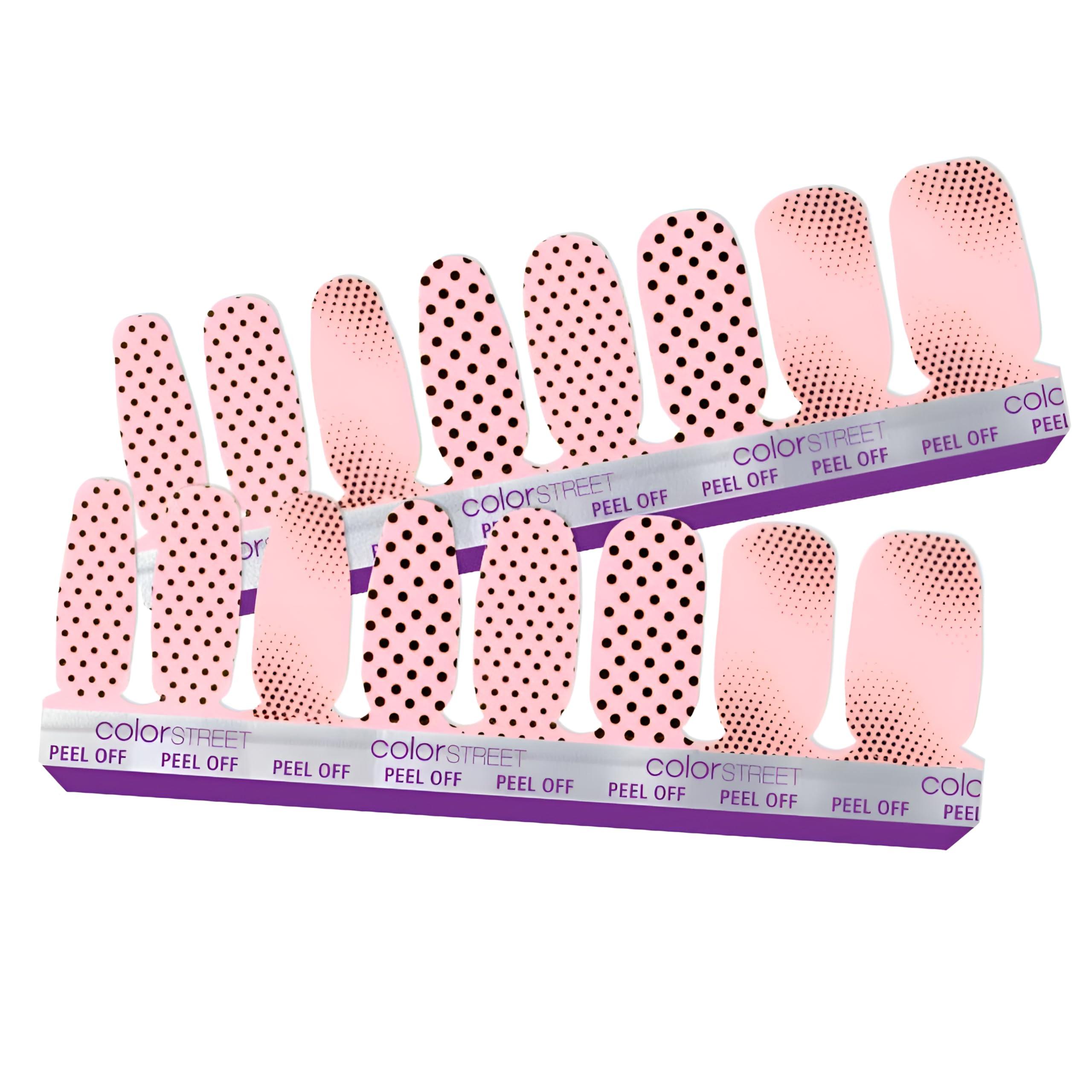 Color Street Save Me A Spot (Petite) - Color Street Nail Strips Black Dots on Pink 16 Count (Pack of 1) FDC234 0