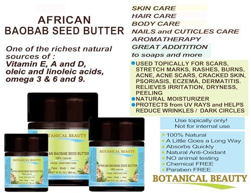 Botanical Beauty Botanical Beauty BAOBAB SEED OIL BUTTER 100% Natural RAW VIRGIN UNREFINED for Skin, Hair, Lip and Nail Care. 16 Fl. oz. - 480 ml. Rich in Vitamin E