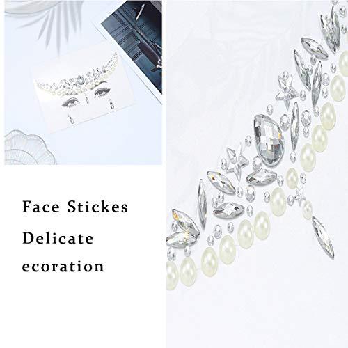 LUDRESS Ludress Face Crystal Pearl Face Gems Stick on Face Halloween Face Jewels Festival Mermaid Tears Face Stickers Rave Party Body Stickers Tattoos Face Decoration Make Up for Women and Girls (Multi-colore