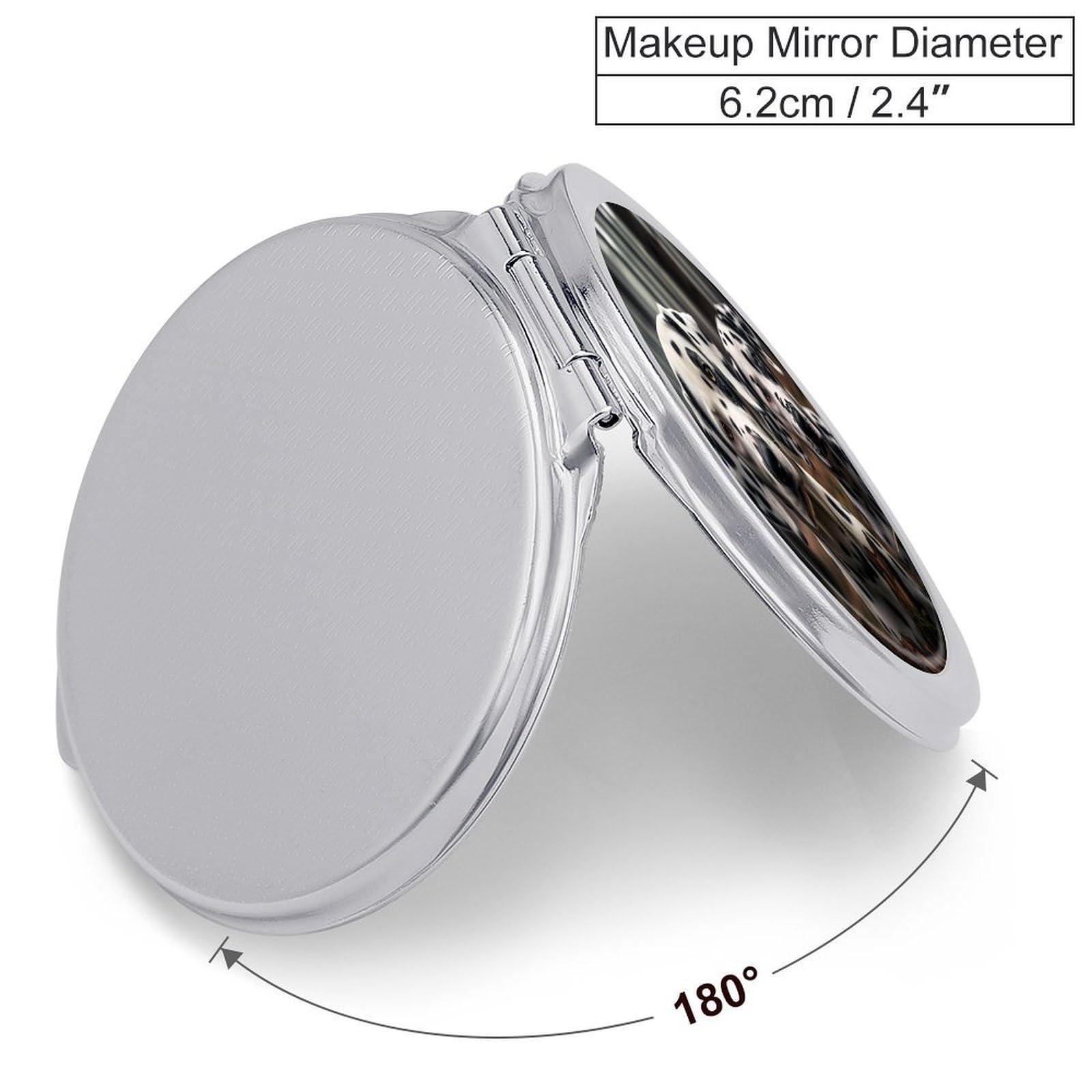 spIVCg Cute Dalmatian Dog Compact Mirror Round Travel Makeup Mirror Portable Pocket Mirror for Purses and Travel