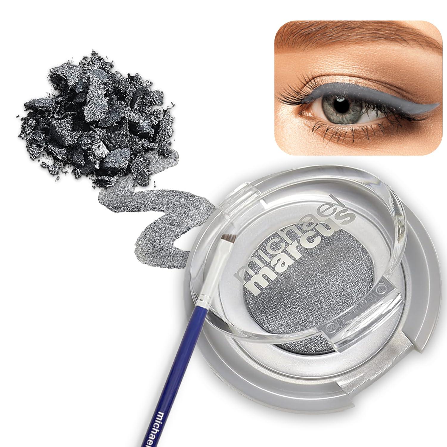 michael marcus Michael Marcus Makeup Cake Eye Liner & Eyeliner Brush Trashy - Water Activated Dry Pressed, Long-Lasting & Smudge Resistant Eyeliner - Cruelty & Paraben Free - For Beginner & Pro Makeup Artist