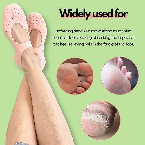 FOOTINSOLE.COM Moisturizing Gel Socks - Hydrating Spa Treatment for Soft, Smooth Feet, Ideal for Dry, Cracked Heels and Rough Skin (Small, 2 Pairs)