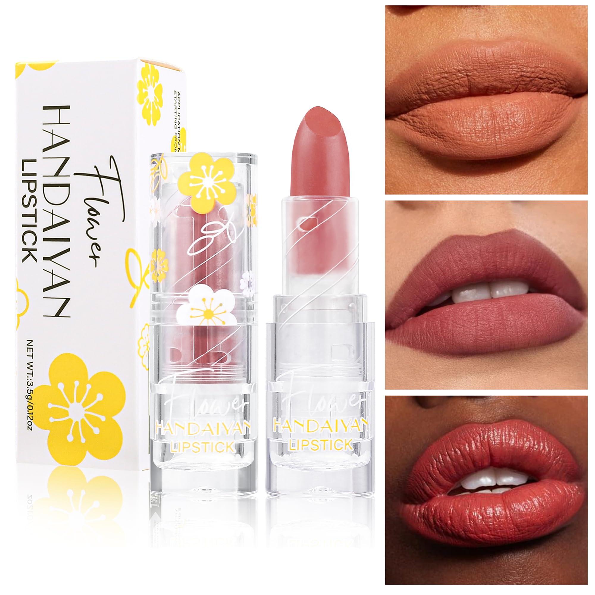 DLZZRS DLZZRS Flower Matte Lipstick, Moisturize Long Lasting Lock in Color Velvet Matte Lipstick, Waterproof Non-Stick Cup Premium Matte Lipstick for Women Girls(#09)