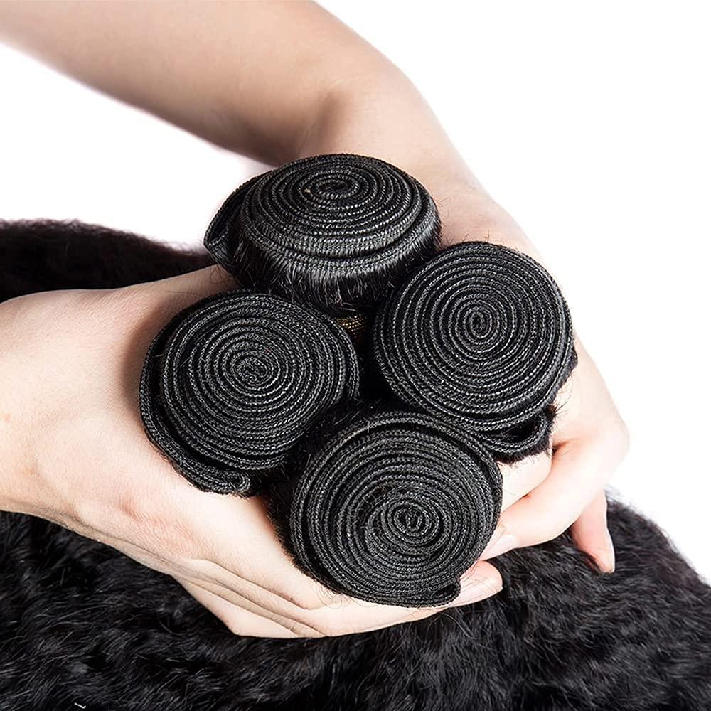 NiegMeag NiegMeag 26 26 26 Inch Yaki Straight Bundles Human Hair Brazilian Kinky Straight Human Hair 3 Bundles Yaki Hair Bundles Virgin Kinky Straight Human Hair Extensions Natural Black 300g