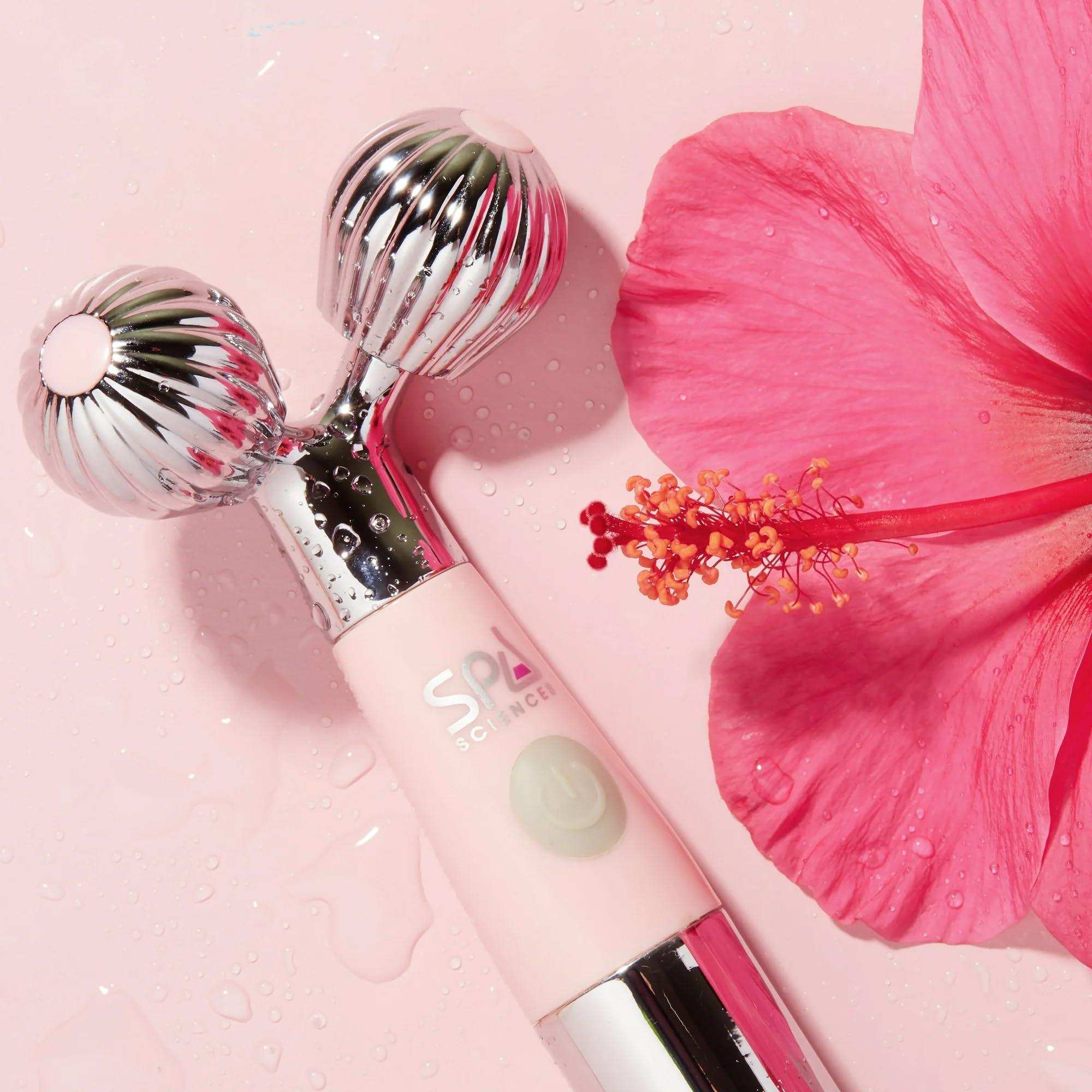 SPA SCIENCES Spa Sciences ISLA Ice + Heat Contouring Roller (Face, Neck, and Dcolletage) Including Steel + Bonus Genuine Rose Quartz Globes