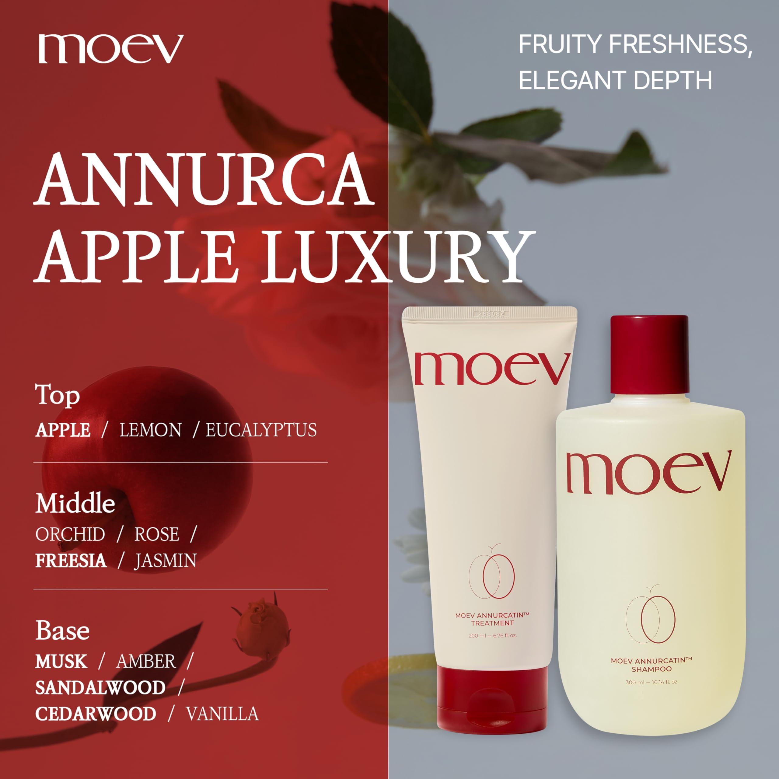MOEV MOEV ANNURCATIN Shampoo and Conditioner Set for Women, Korean Biotin Hair Growth Volumizing Shampoo, Paraben-Free Natural Apple Wash-Off Hair Mask, Rose Thickening for Damaged Hair
