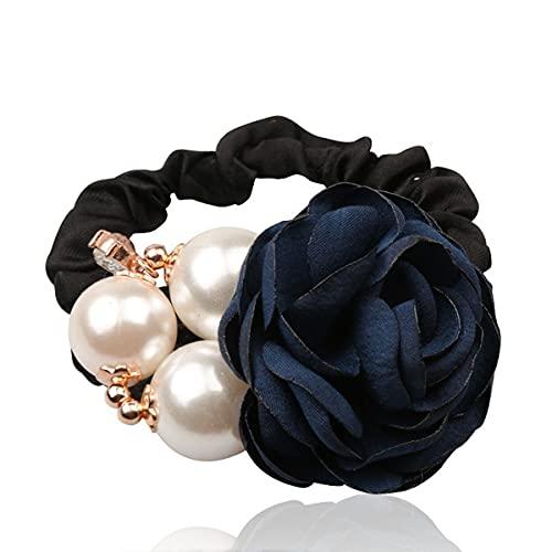 FXBLING FXBLING Fashion Flower Hair Ties Hair Rope Rhinestone Pearl Hair Tie Accessories for Women and Girls, Fashion Ponytail Holders Hair Scrunchies for Thick and Thin Hair, Pack of 4
