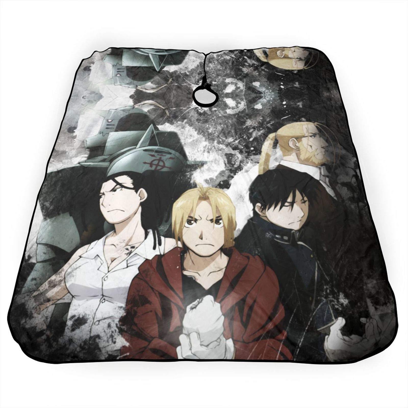 HopeOfLove 3d Printing Stain-Resistant Fullmmetal Alcchemist Alphonse Elric Edward Izumi Curtis Anime Salon Hair Cutting Cape For Hairstylists,Barber Cape For Men,Haircut Apron With Telescopic Buckle,55x66 Inch