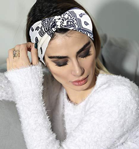 Bohend Bohend Boho Headband Wide Elastic Boho Bandeau Criss Cross Hair Band Sports Yoga Daily Use Hair Accessories for Women and Girls (B)