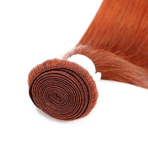 REMY HAIR FASHION REMY Hair Brazilian Color #350 Human Hair Bundles 1 Bundle Burnt Orange Color Bundles Straight Unprocessed Hair Extensions(16" Bundle)