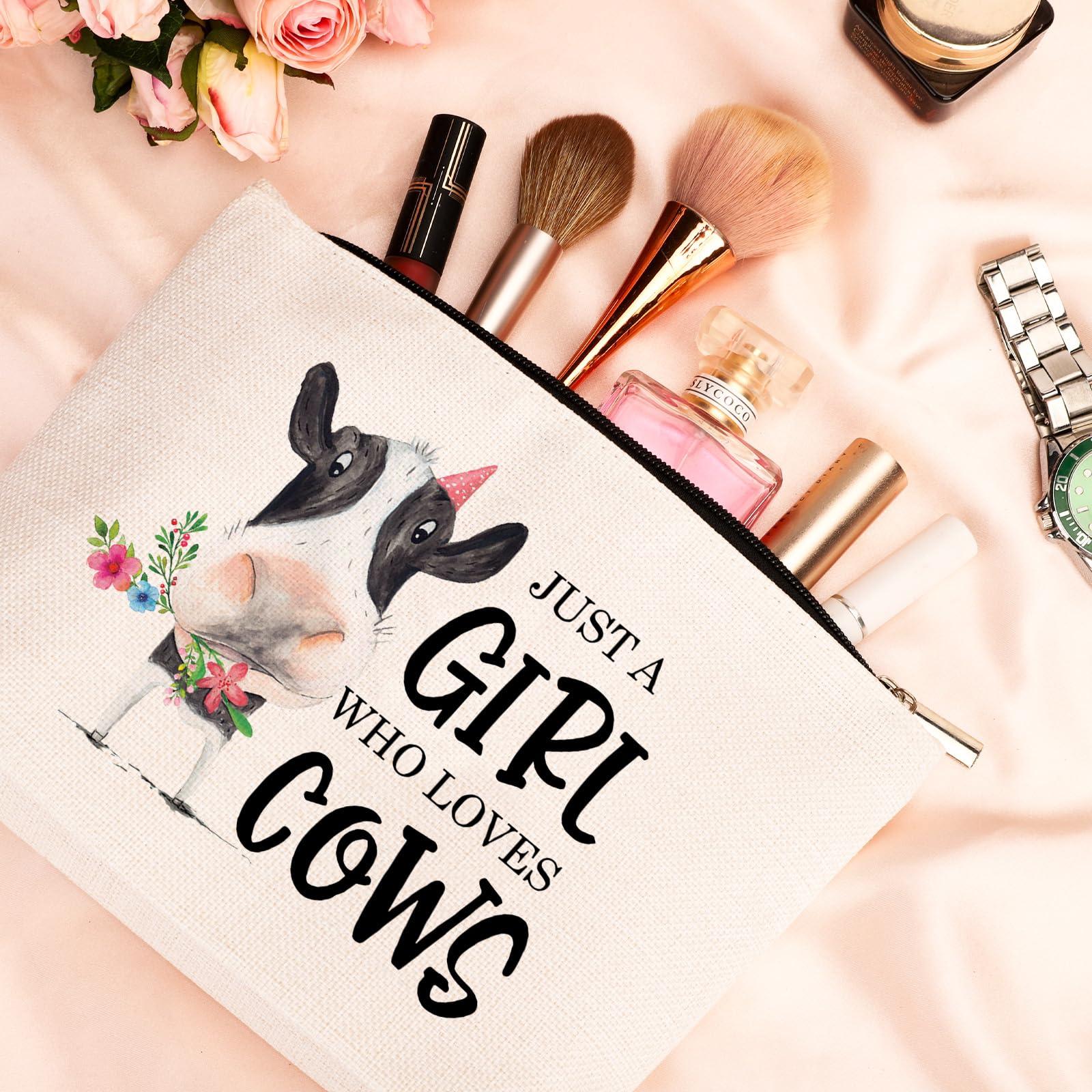 GevGuxLuo GevGuxLuo Cow Gifts for Cow Lovers, Cow Makeup Bag for Women with Mirror, Cow Birthday Gifts Ideas for Daughter Sister Bestie, Cute Cow Themed Gifts Animal Lovers Gifts for Women Who Loves Cows