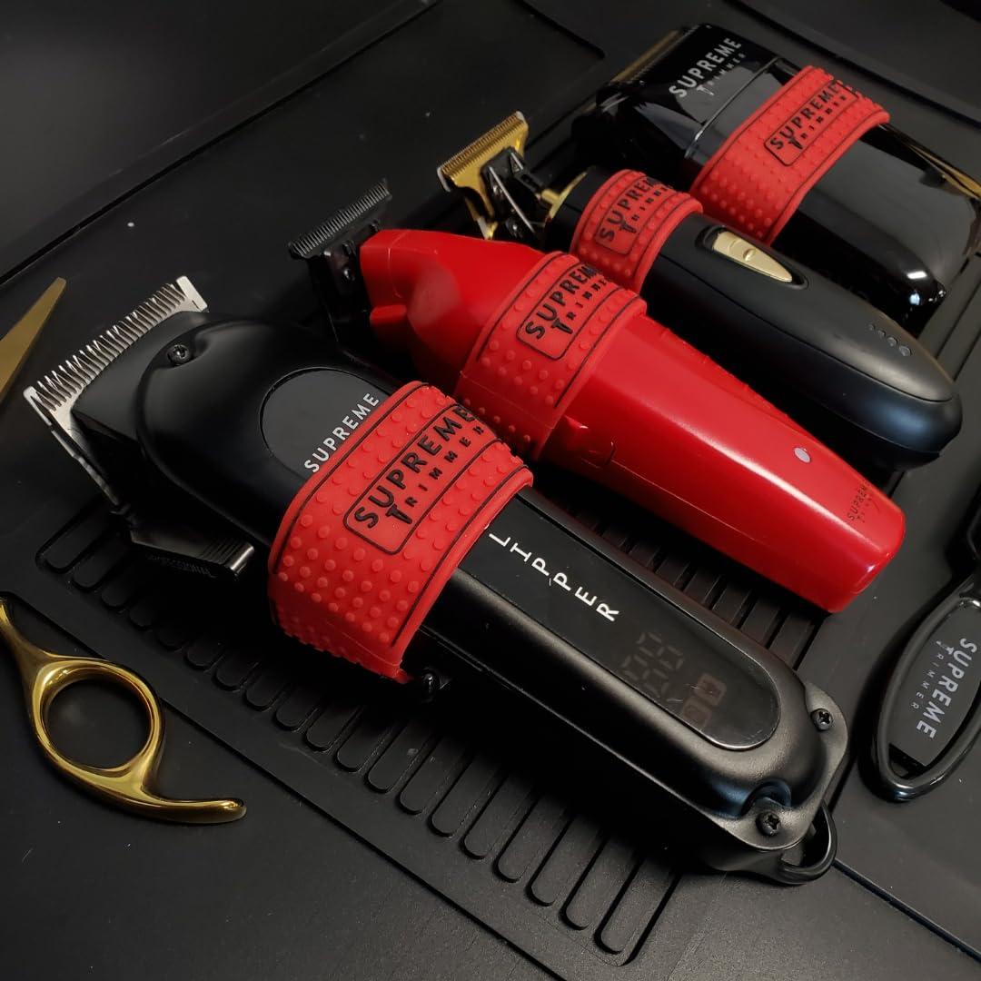 Supreme Trimmer Supreme Trimmer Clipper Grip Professional Barber Grippers (5 Piece) Non Slip Clipper Bands SGR55 Barber Sleeve for Hair Clipper - Red Hair Trimmer Grip