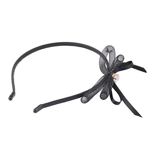Generic Qtqgoitem Plastic Alloy Girls Bowknots Diamond Decor Hair Hoop Headband Black (Model: 2f1 633 112 2b2 941)