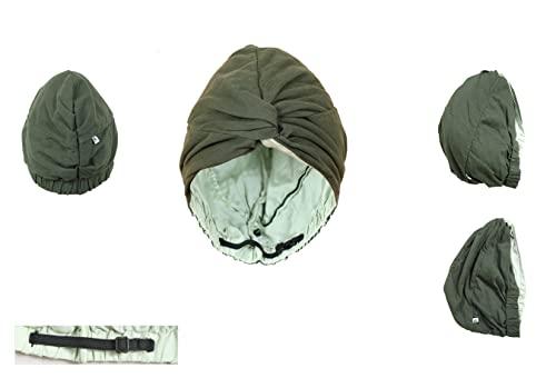 Sustainably Silk Sustainably Silk Sleeping Turban wrap - Vegan Bamboo Silk Inner Sleep Cap for Curly/Frizzy Hair (Olive and Light Green, OS)