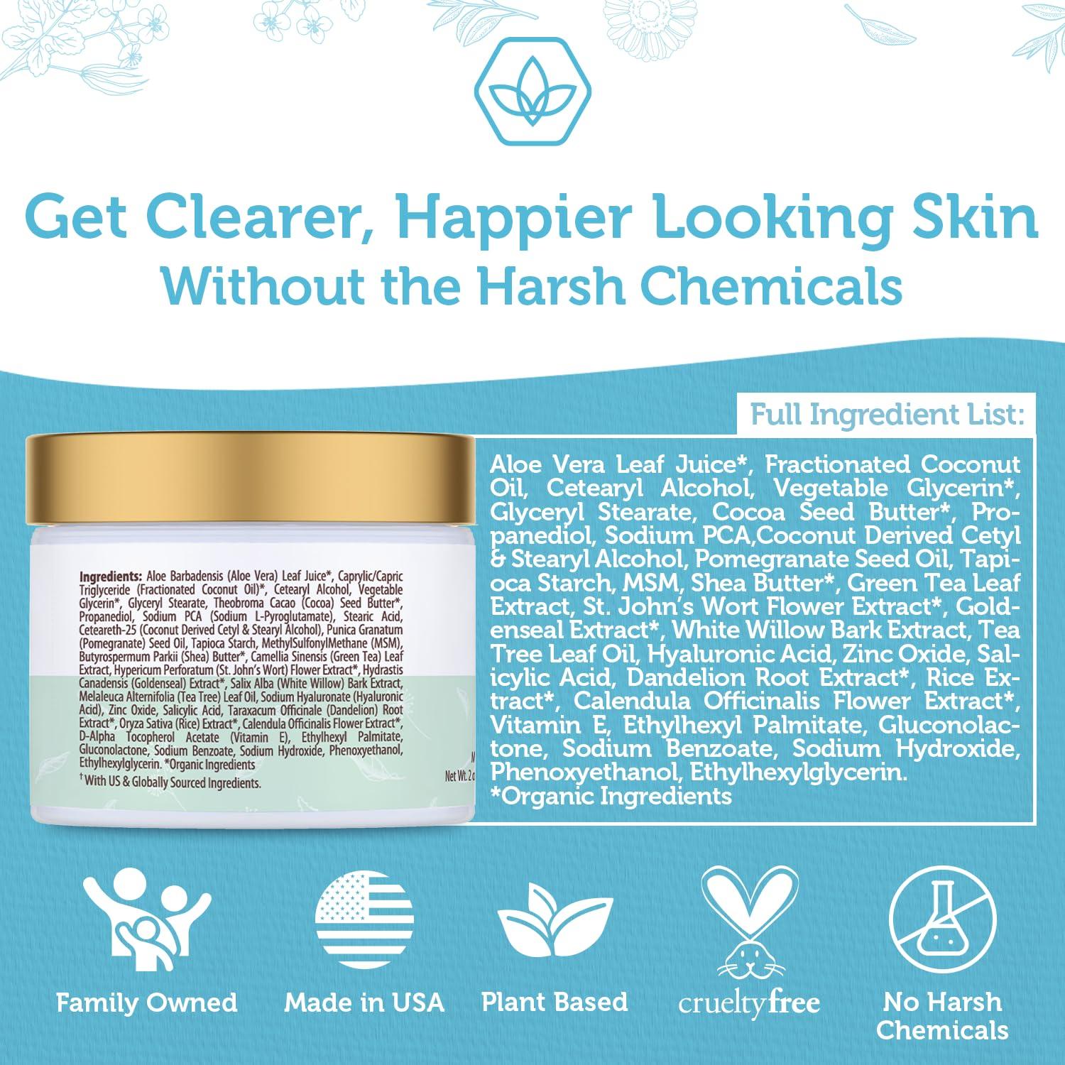 Era Organics Era Organics Tea Tree Cream Face Moisturizer for Oily Skin - Advanced 7X Balancing Oily Skin Moisturizer - Non-Greasy Moisturizer - Tea Tree Oil for Skin