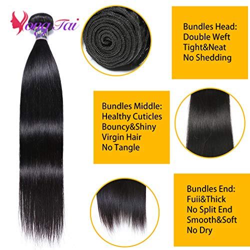 Yuyongtai Malaysian Single Straight Virgin Human Hair Bundles 26" inch 9A Malaysian Straight Human Hair Weave 100% Unprocessed Virgin Weft Bundles 1B Color Human Hair Extensions
