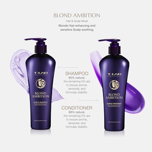 T-LAB PROFESSIONAL T-LAB PROFESSIONAL Purple Shampoo and Conditioner Set for Blonde Hair, Sulfate Free Brass Remover Blondes Color Treated Brassy Hair