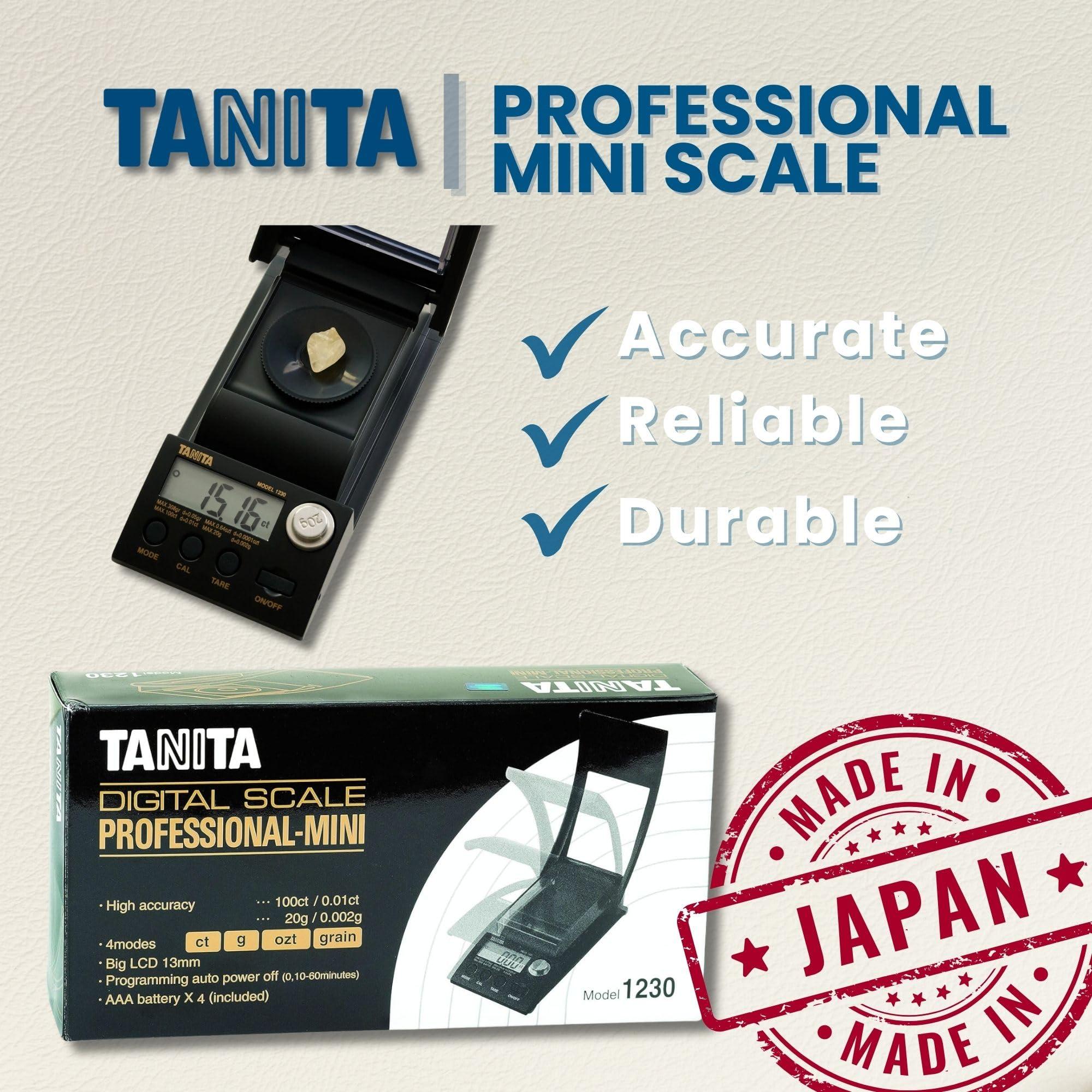 TANITA Tanita 1230 Professional Mini Diamond Scale - Japan Technology - Portable Carat Scale for Precise Gem Weighing - Energy Saving and Auto Power Off - Easy to Read 5 Digit LCD Display