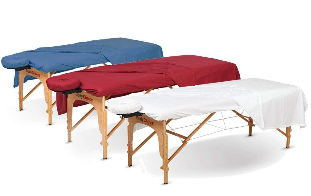 Archu Sheets 600 Thread-Count 3-Piece Massage Table Spa Sheet Set (1Pc Fitted Sheet Fit up to 7" Inch Deep Pocket, 1Pc Flat Sheet & 1Pc Fitted Face Rest Cover) 100% Egyptian Cotton Wine Stripe