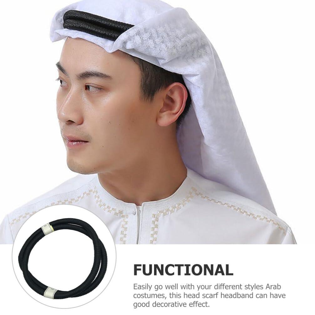 SEWACC SEWACC Mens Bandanas Arab Rope, 54cm Arab Keffiyehs Scarf Wrap Muslim Headscarf Headband Suit Shemagh Desert Prince Head Wrap Scarf Headpiece Turbante Arabe Para Hombre A