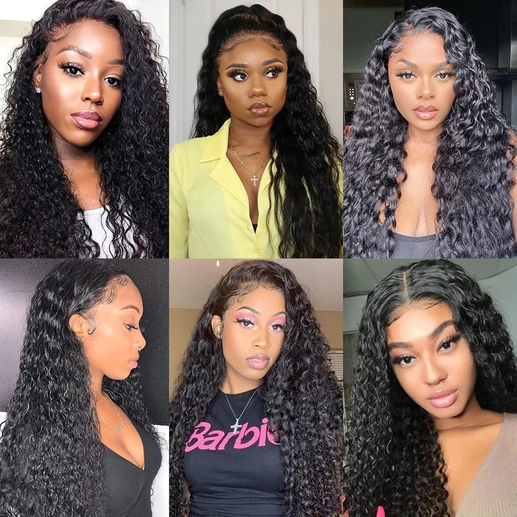 kiss love kiss love Deep Wave Lace Front Wigs Human Hair Curly Wigs for Women Wet and Wavy HD Transparent Lace Front Wigs Human Hair Pre Plucked with Baby Hair 16 inch
