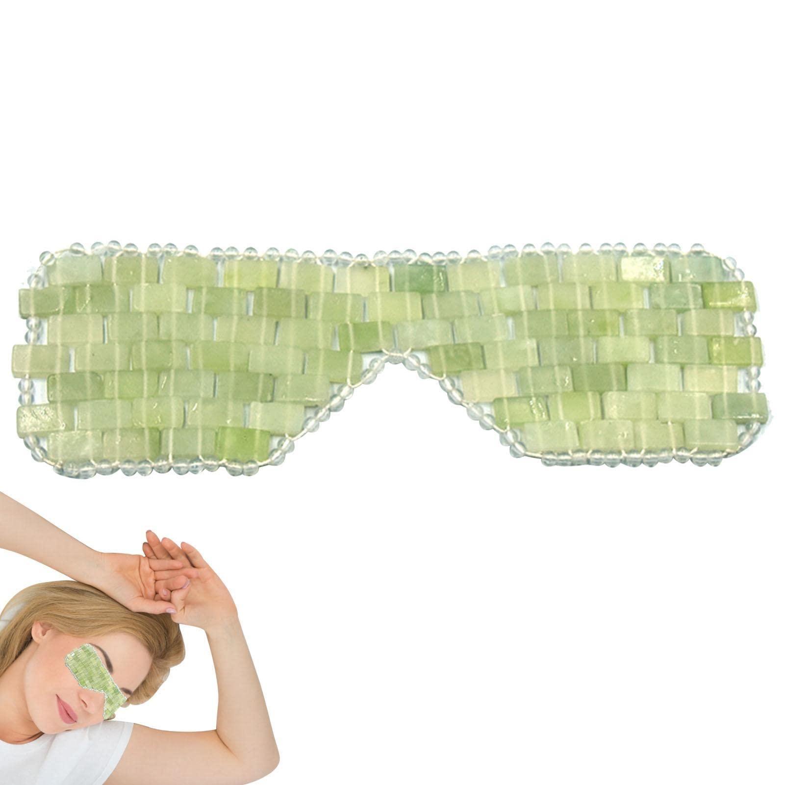 wanshi Light Cool Jade Eye Mask Hot or Cold Touch Blindfold for Puffy Eyes 100% Real Jade Stone
