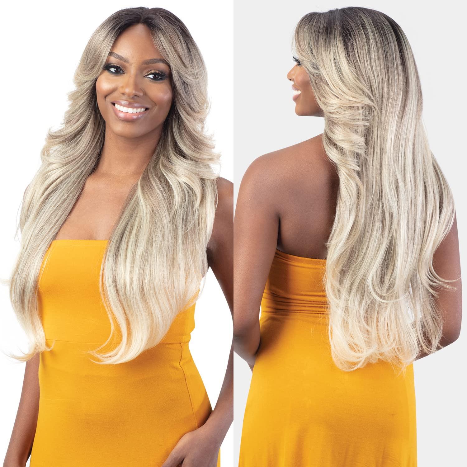 Shake-N-Go FreeTress Equal HD Lace Front Wig Curtain Bang Bombshell (ASH-BROWN)