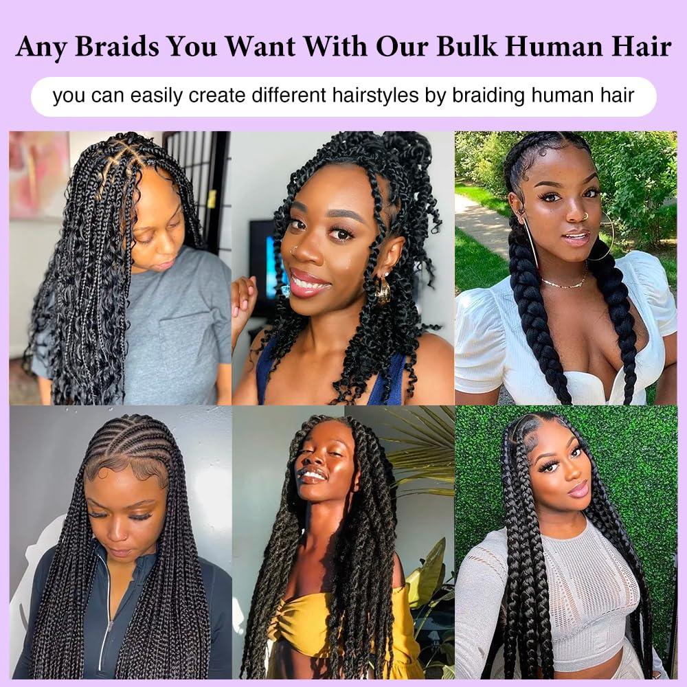 CurlyPark Water Wave Bulk Human Hair for Braiding Double Drawn Natural Color Curly Human Braiding Hair for Boho Braids Bohemian 100grams (20 Inches, Water Wave)