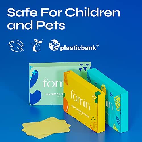 FOMIN FOMIN - Antibacterial Paper Soap Sheets for Hand Washing - (300 Sheets) Orange, Tea Tree, Lavender Portable Travel Soap Sheets, Dissolvable Camping Mini Soap, Portable Soap Sheets