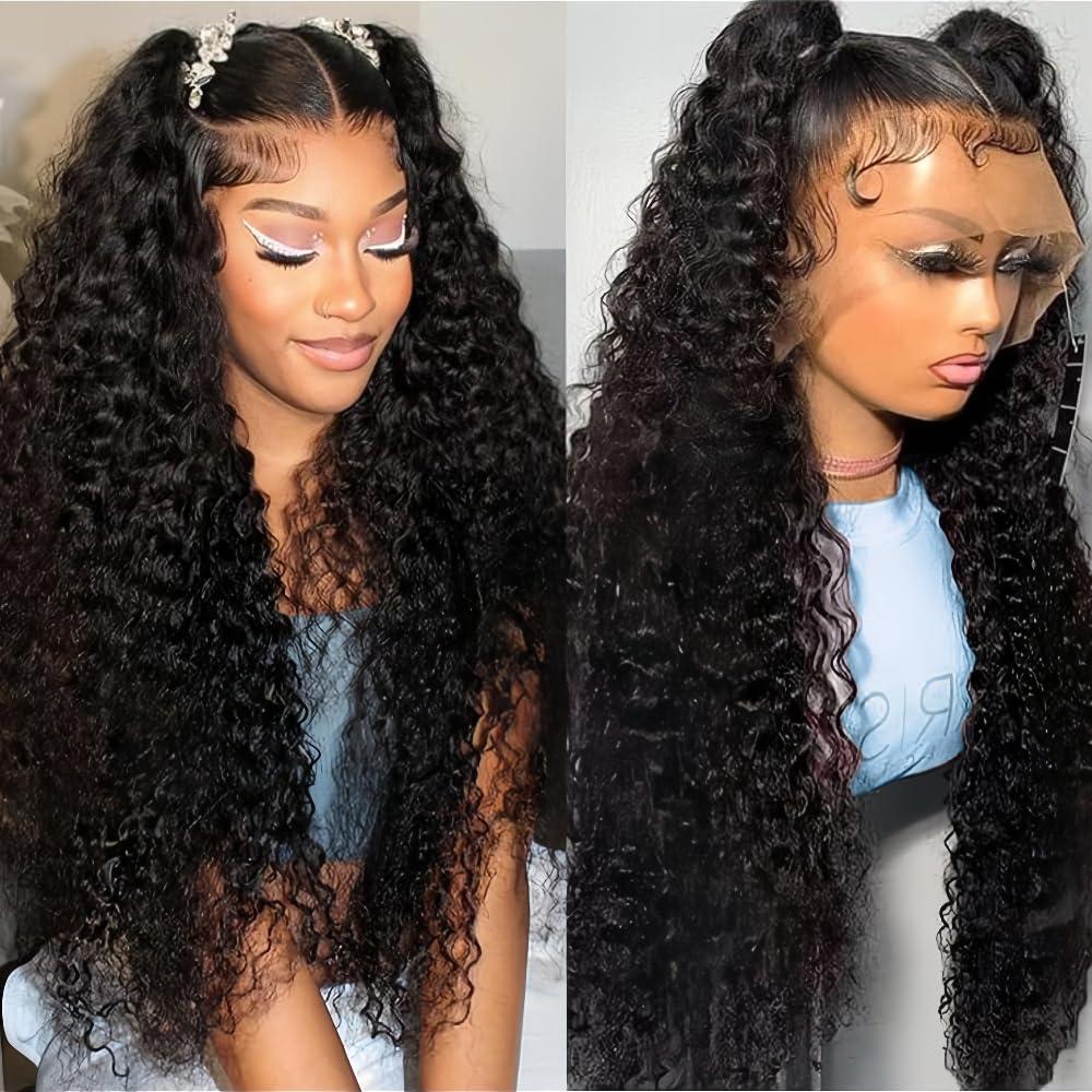 Silinli Silinli 200% Density 28 Inch 13x6 Deep Wave Lace Front Wigs Human Hair Curly Human Hair Wig Curly Wet And Wavy Water Wave HD Lace Front Wigs Human Hair Pre Plucked Frontal Wigs Human Hair
