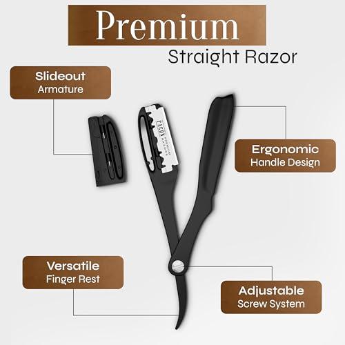 FACON Facn Straight Razors for Men - Professional Barber Straight Edge Razor Kit with 100 Blades,Japanese Stainless Steel Barbero Shaver for a Smooth & Precise Shave, Premium Barber Razor for Men's Shaving