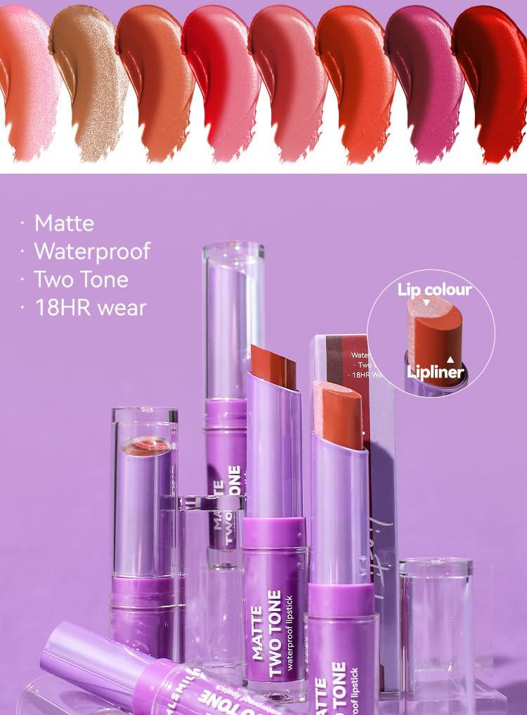 SLYHHZHMY SLYHHZHMY 2-in-1 Dual Tone Lipstick, Shimmery Matte Lip Gloss Nourishing Long Lasting Moisturizing (4)