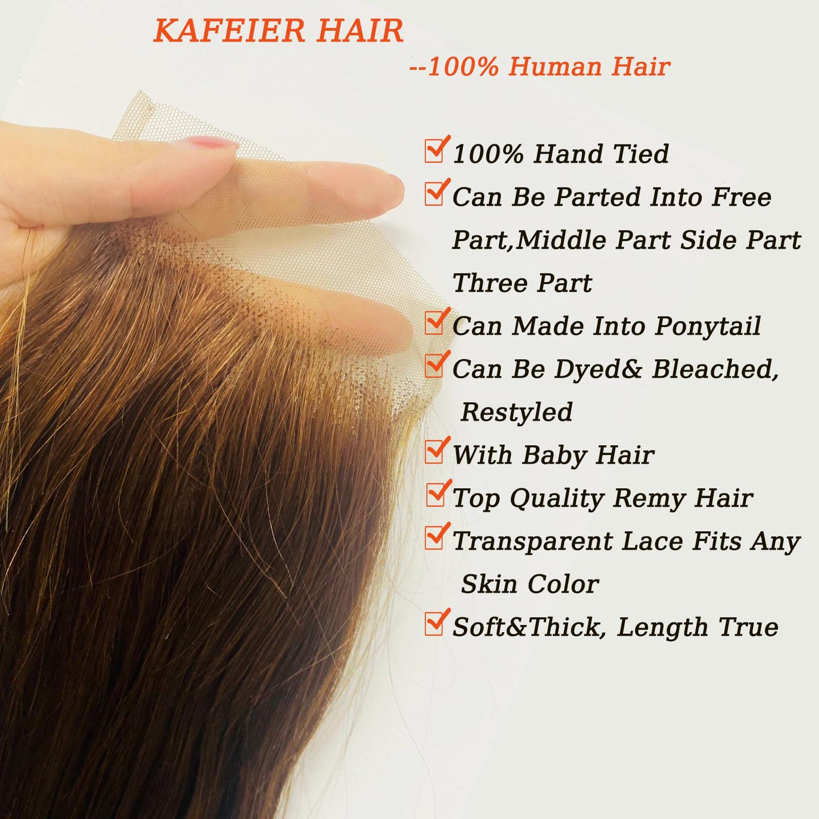 KAFEIER Chocolate Brown 4# Closure 4x4 Free Part Body Wave Closure Brazilian Human Hair Extensions Preplucked Bleached Knots Sew In Weave Virgin Hair Lace Front Closure For Women Wet And Wavy 20 Inch