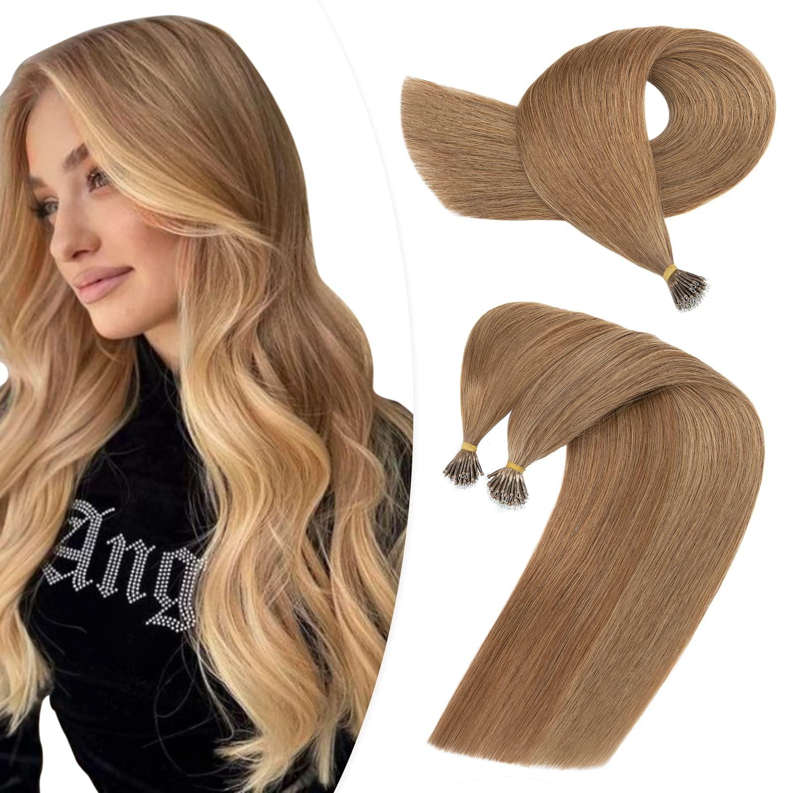 Hairro Hairro Nano Bead Hair Extensions Microlink Nano Ring Itip Hair Extensions Nano Beaded Hair Pre Bonded Cold Fushion Keratin Remy Hairpieces For Women 16inch 50g/PACK 50 Strands #06 Light Brown