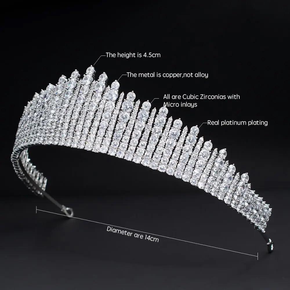 SEPBRIDALS Queen Mary\'s Fringe Replica Tiara,Cubic Zirconia Princess Tiara Diadem for Bridal Wedding Hair Jewelry Accessories Hairpieces CH10345