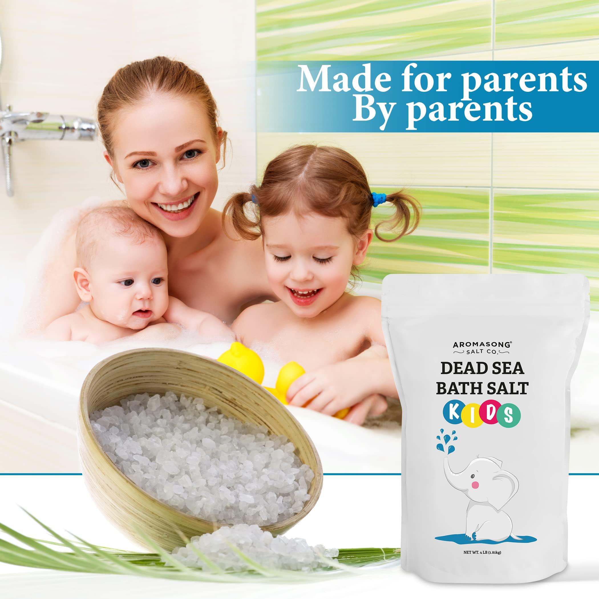 Aromasong Aromasong Dead Sea Salt for Kids Bath Soak, 4 Lbs. Fine Grain Large Bulk resealable Pack, 100% Pure & Natural.
