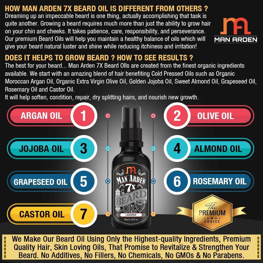 Man Arden Man Arden 7X Beard Oil (Lavender) 30ml, 7 Premium Oils For Beard Growth & Nourishment