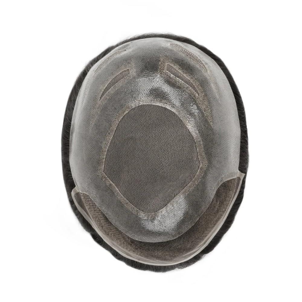 Mprosthesis Toupee for Men Human Hair Wigs Mens Toupee European Virgin Human Hair Units Curly Wave Mens Wig Toupee Hair Real Human Replacement System for Man FPM Prosthesis Units 10\" x 8\" (#4 Light Brown)