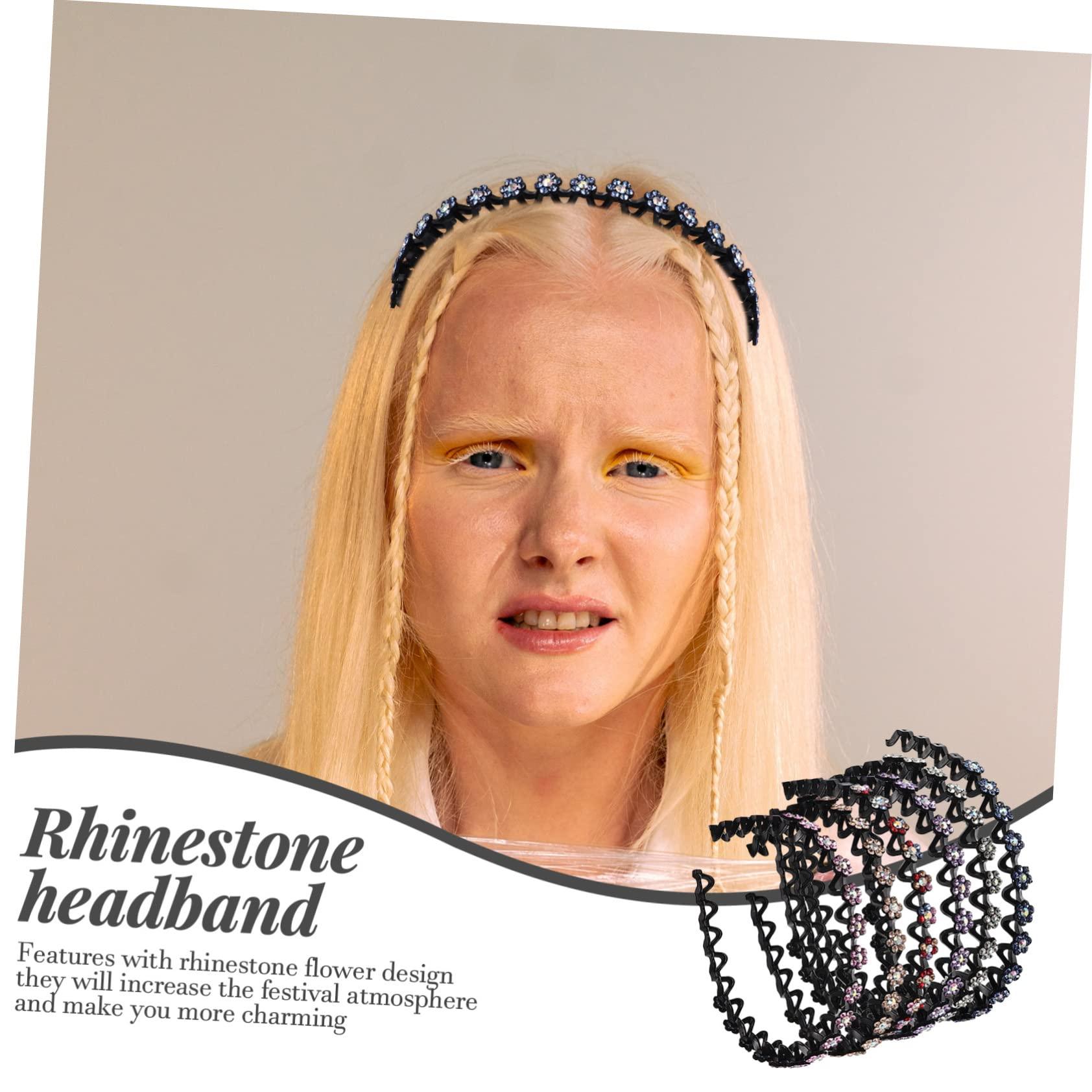 NOLITOY NOLITOY Vintage Rhinestone Flower Headband Fashion Girl Hair Accessories Daily Headdress for Women