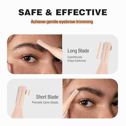 SUPRENT SUPRENT Women\'s Facial Hair Remover Eyebrow Trimmer with Pivoting Head - Rechargeable Eyebrow Razor Painless Facial Trimmer on Lips, Cheeks, Ears, Neck and Chin - Easy Cleaning - White