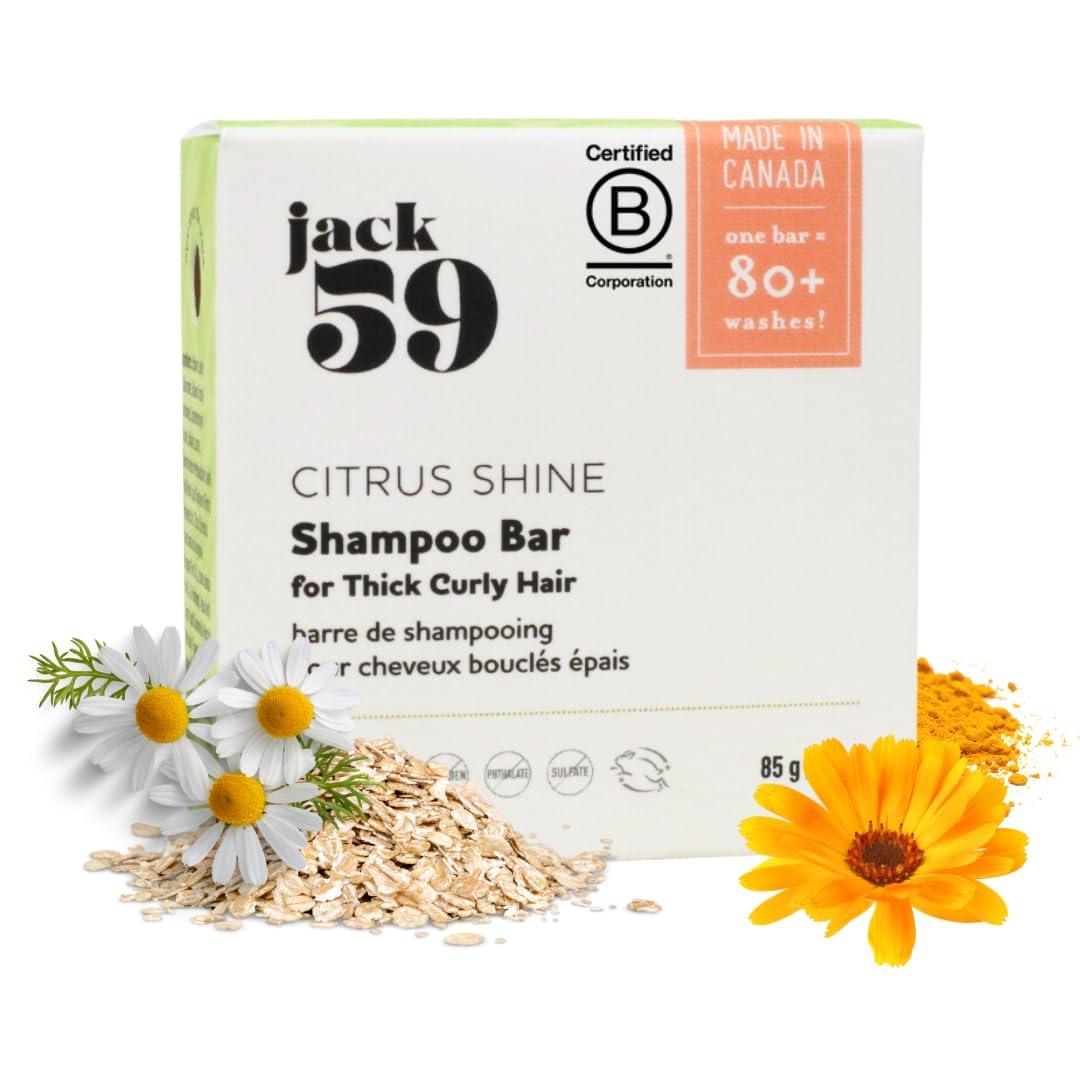 Jack59 Jack59 Solid Shampoo Bars for Thick Curly Hair, Soap Bar with Orange and Bergamot Essential Oils pH Balanced, Color Safe, Vegan Organic Shampoo Bar, Citrus Shine 3 oz