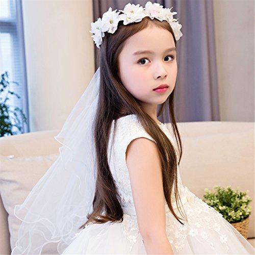 Aimeely Aimeely Lovely Gilrs Children Chiffon Flower Headband Wedding Veil With Comb White
