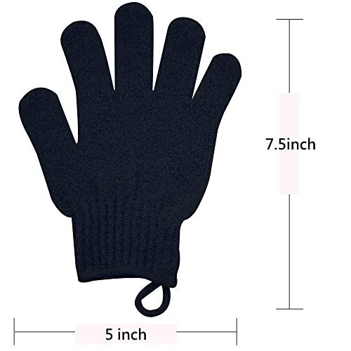 Meiyante Exfoliating Glove with Hanging Loop - Bath Gloves 1 Pair Shower Gloves, Heavy Exfoliating Gloves for Men and Women Shower Gloves Body Wash Makes Skin Soft Healthy Body Exfoliating Gloves 1 Pair Black