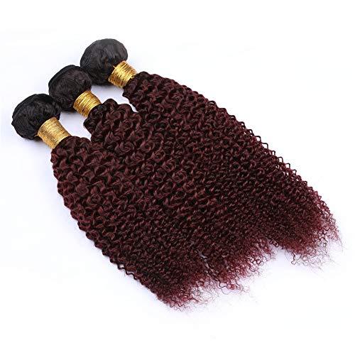 General Cloud Hair Dark Roots 1B 99J Burgundy Kinky Curly Hair Weaves 3Pcs with lace Frontal 13x4 Free Part Closure With 3Bundles Afro Kinky Curly Extensions (26 28 30+24 inch frontal 13x4)