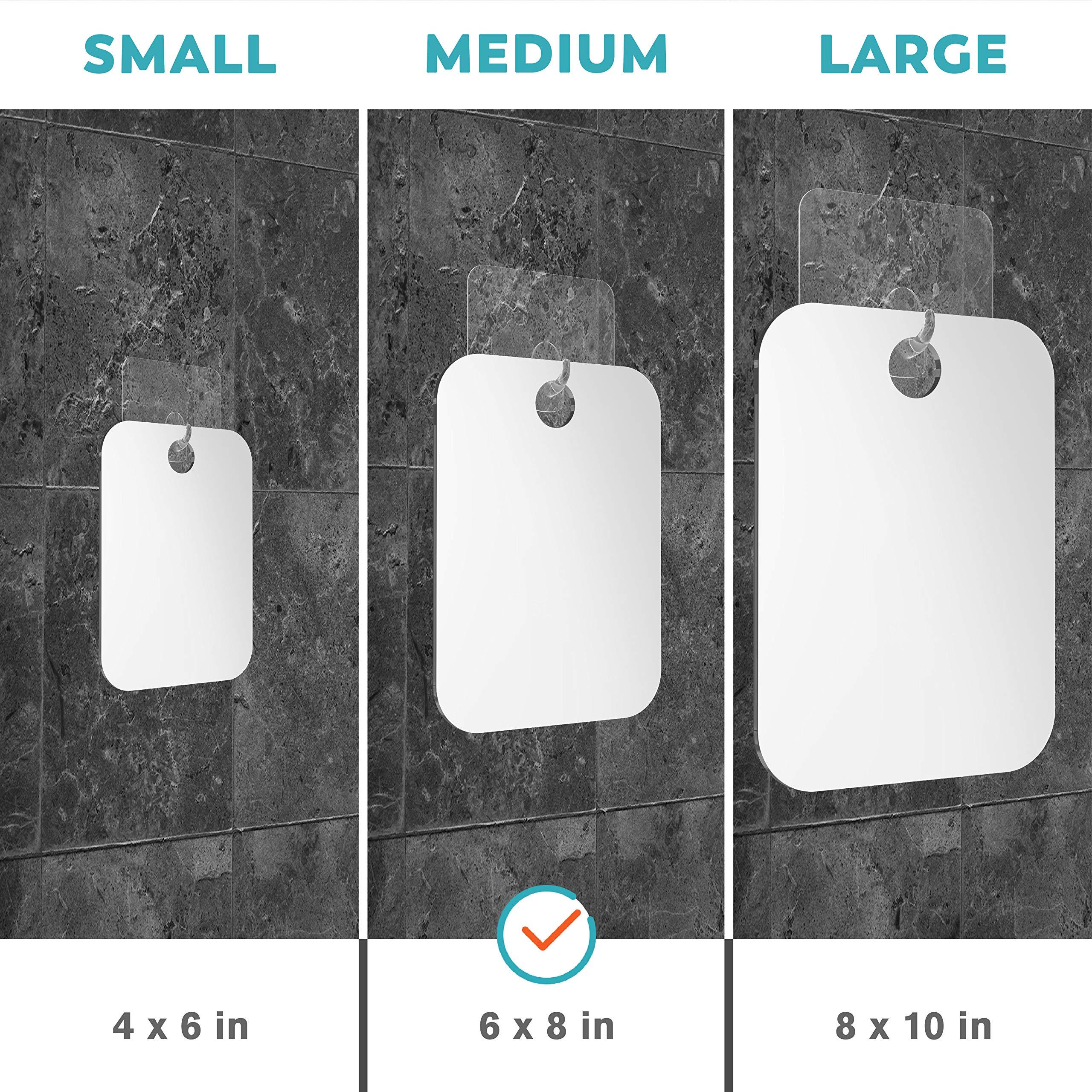 HONEYBULL HONEYBULL Shower Mirror Fogless for Shaving - Flat Anti Fog Mirror with Razor Holder for Shower, Mirrors, Shower Accessories, Bathroom Mirror & Accessories, Holds Razors for Men (Medium 6x8in)