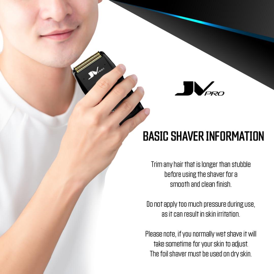 JV PRO JV PRO Shadow Premium Electric Shaver with Precision Cutting Technology - Cordless Gold Titanium Foil Shaver for Smooth, Close Shaves Rechargeable 11,000 RPM High Torque Motor