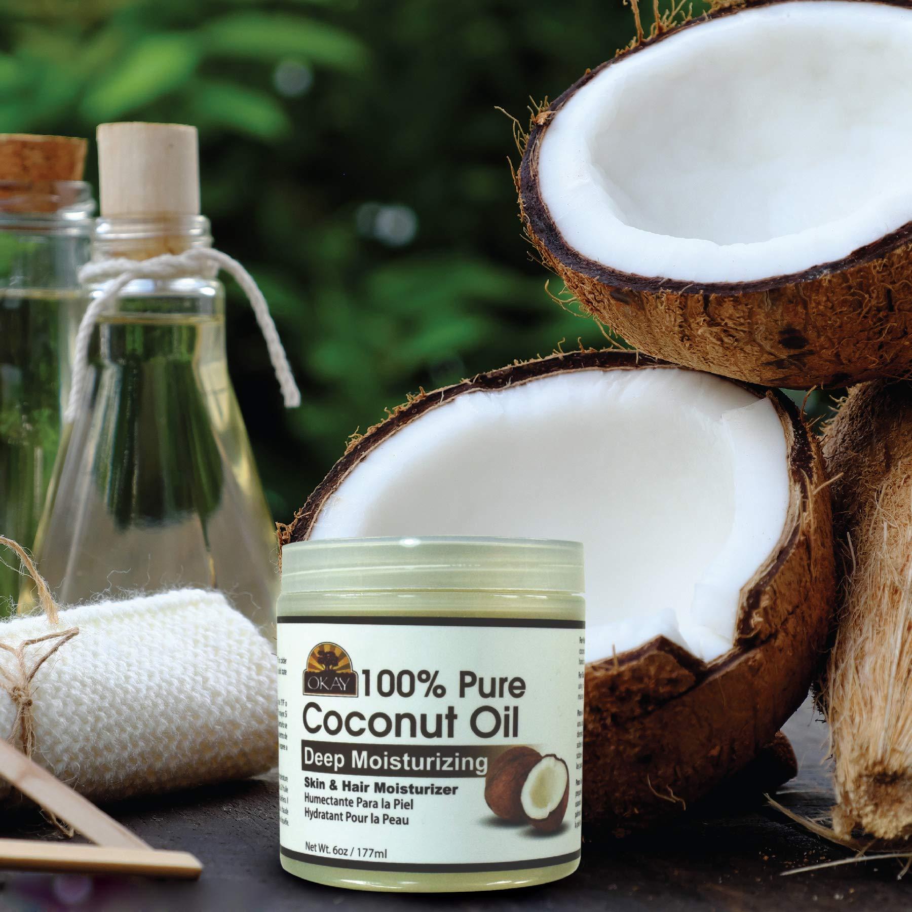 Okay Okay 100% COCONUT OIL for HAIR and SKIN in JAR 6oz / 177ml (Pack of 2)