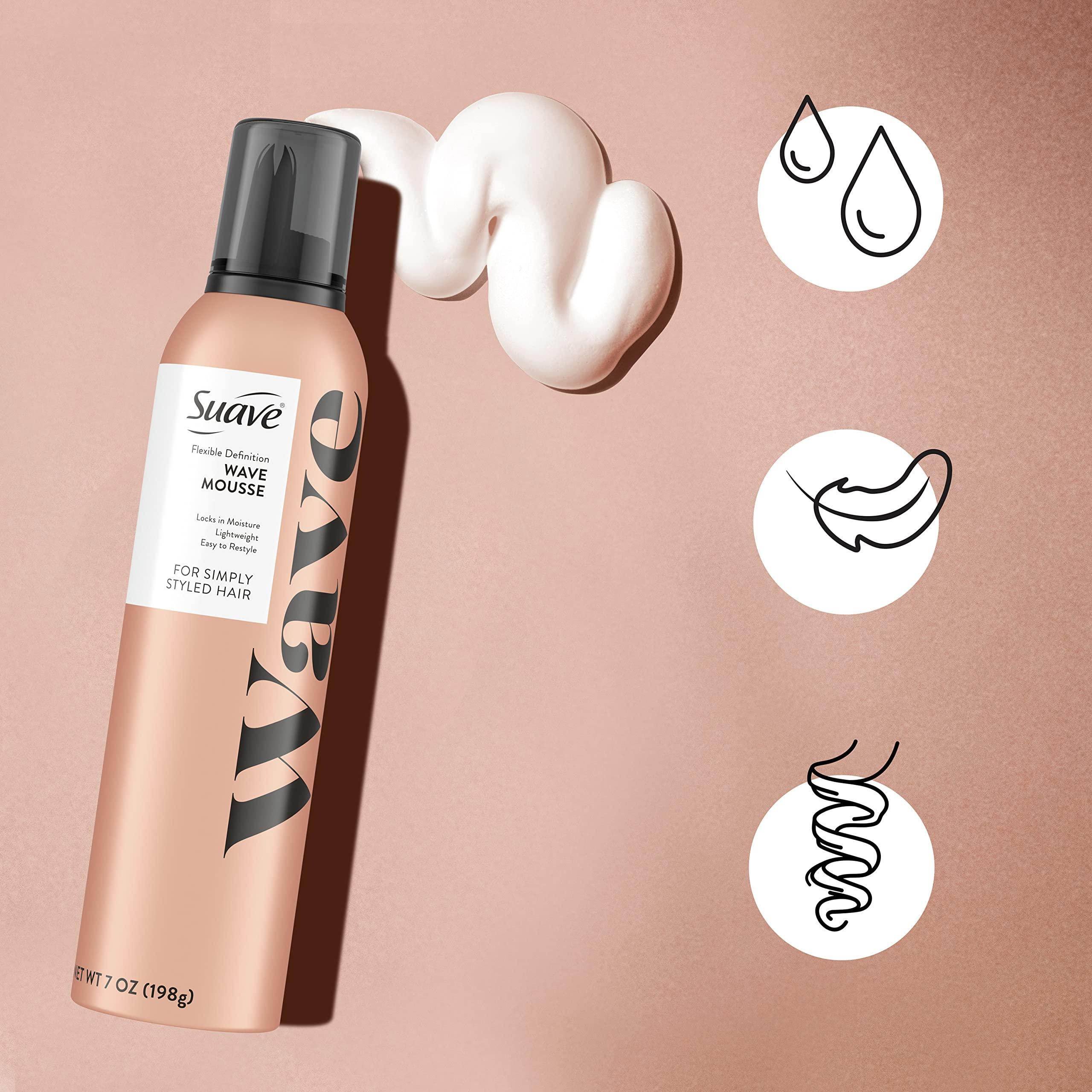 Suave Suave Simply Styled Lightweight Hair Mousse, Wave Mousse Locks in Moisture for Crunch Free Curls 7 oz