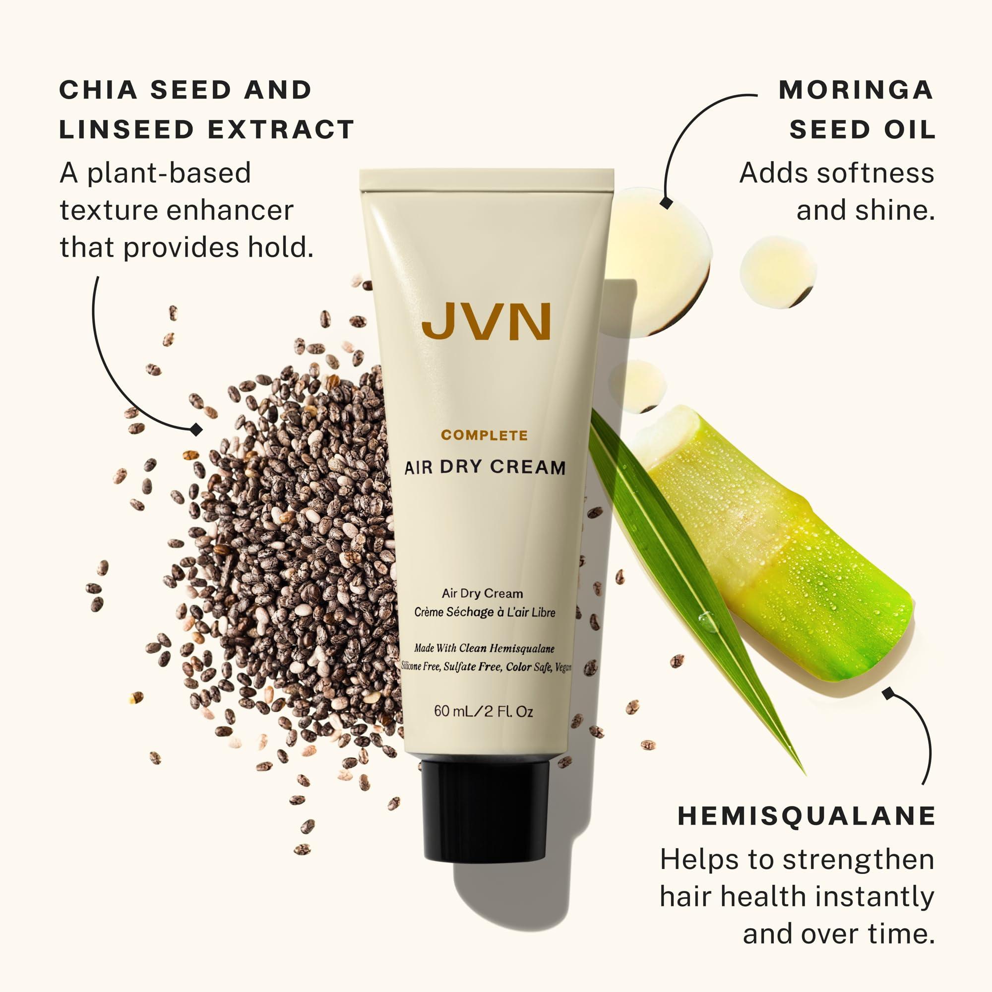 JVN JVN Styling Cream, Air Dry, 2 Fluid Ounces, Frizzy Hair, Heat Protection, Sulfate and Silicone Free, Grapefruit Scent, Light Hold for All Hair Types, Textures